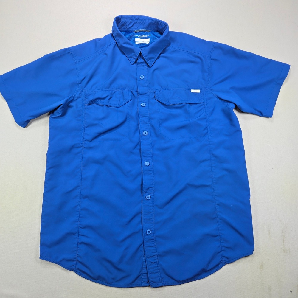 Columbia Shirt Omni-Shade‎ Sun Protection Vented Solid Blue Mens Large